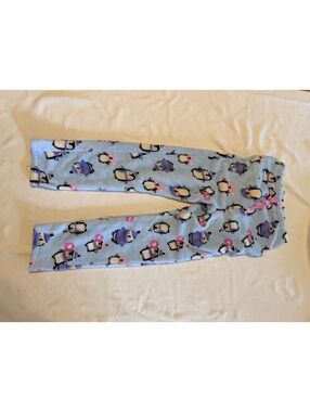 Large Blue Fleece Pajama Pants with Penguin Print